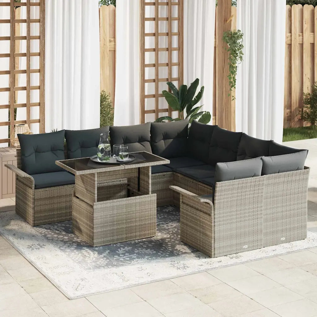 Set Divano da Giardino con cuscino 9 pcs Grigio chiaro 3356995