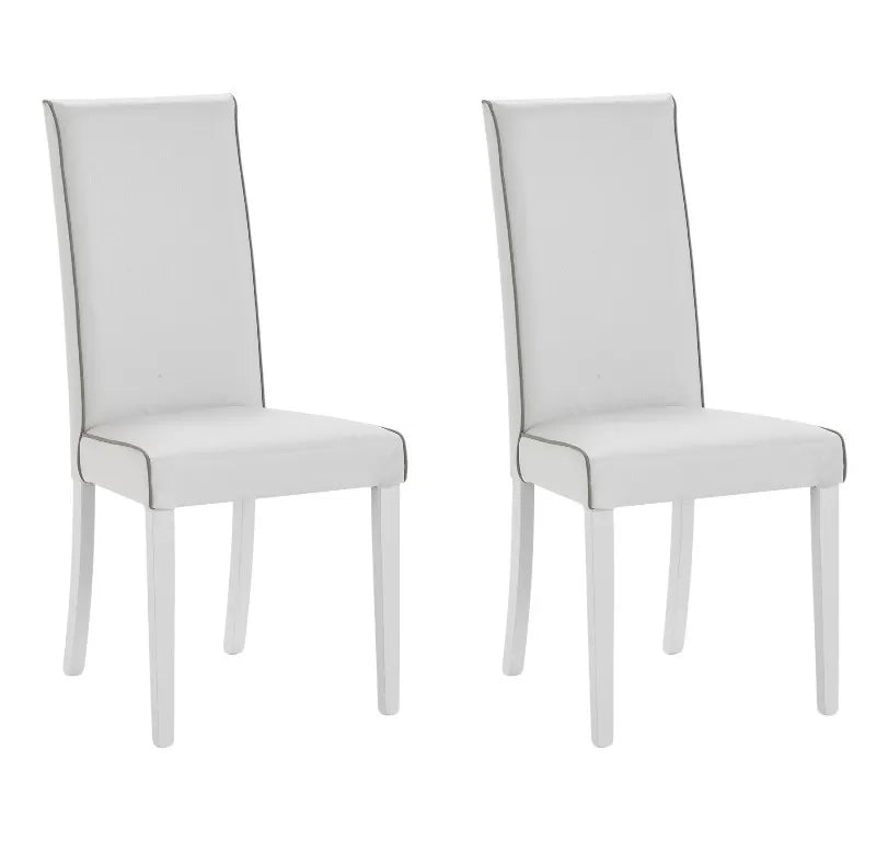 set 2 sedie imbottita bianca ecopelle filo tortora (6040) - Mobili 2G