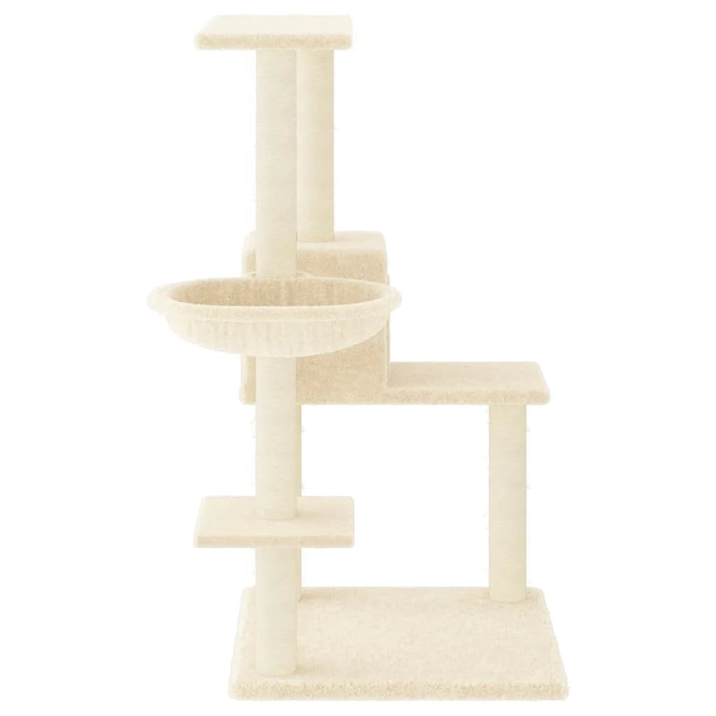 Tiragraffi per gatti torre per arrampicata giocattolo piattaforma per arrampicata con tiragraffi in sisal 95 cm crema 02_0022535