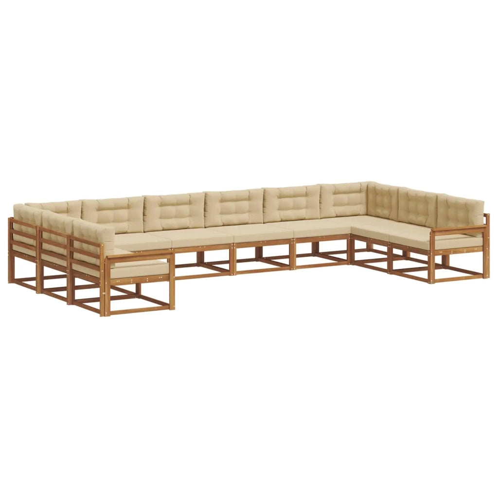 Set di divani da esterno con cuscino 10 pcs Naturale e Beige 3368231