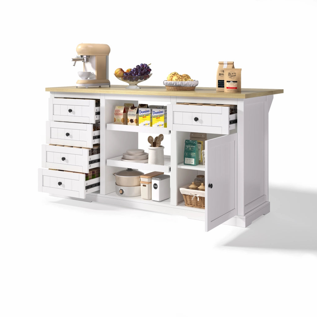 Credenza Cucina con Cassetti e Ripiani ¨C MINIMAL ¨C Bianco 150x65x75
