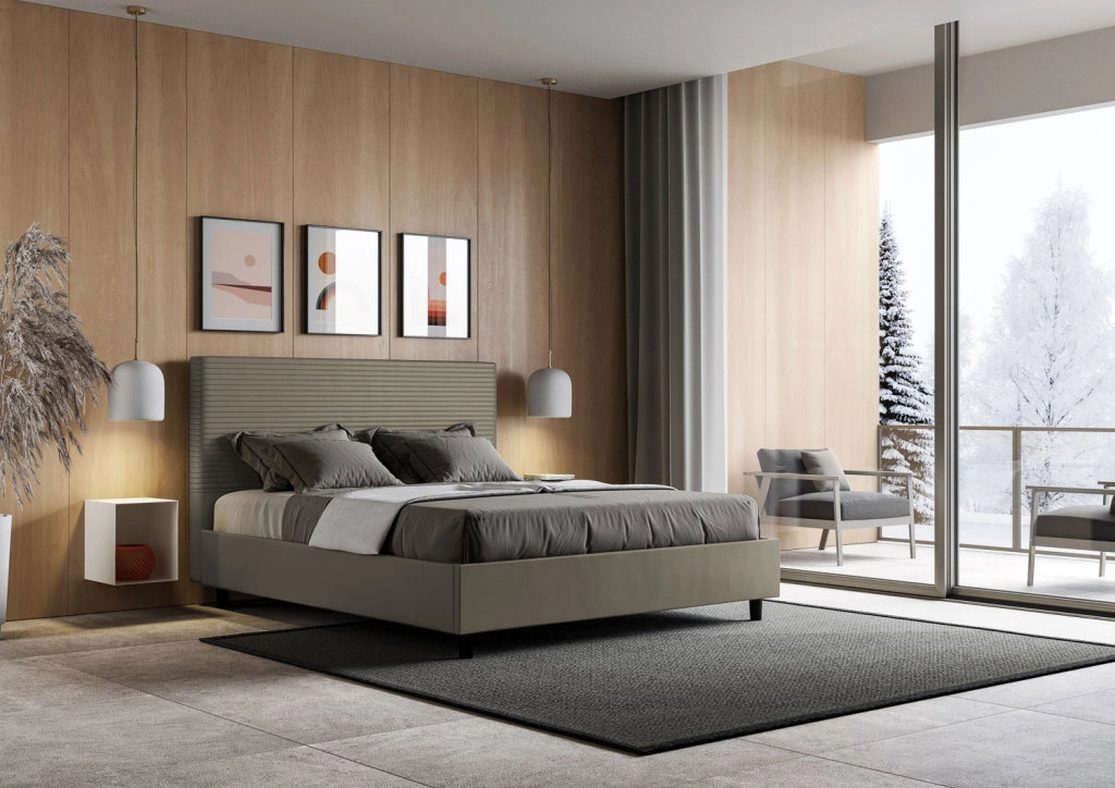 BS COM Letto matrimoniale king size senza rete imbottito 170x190 similpelle cappuccino