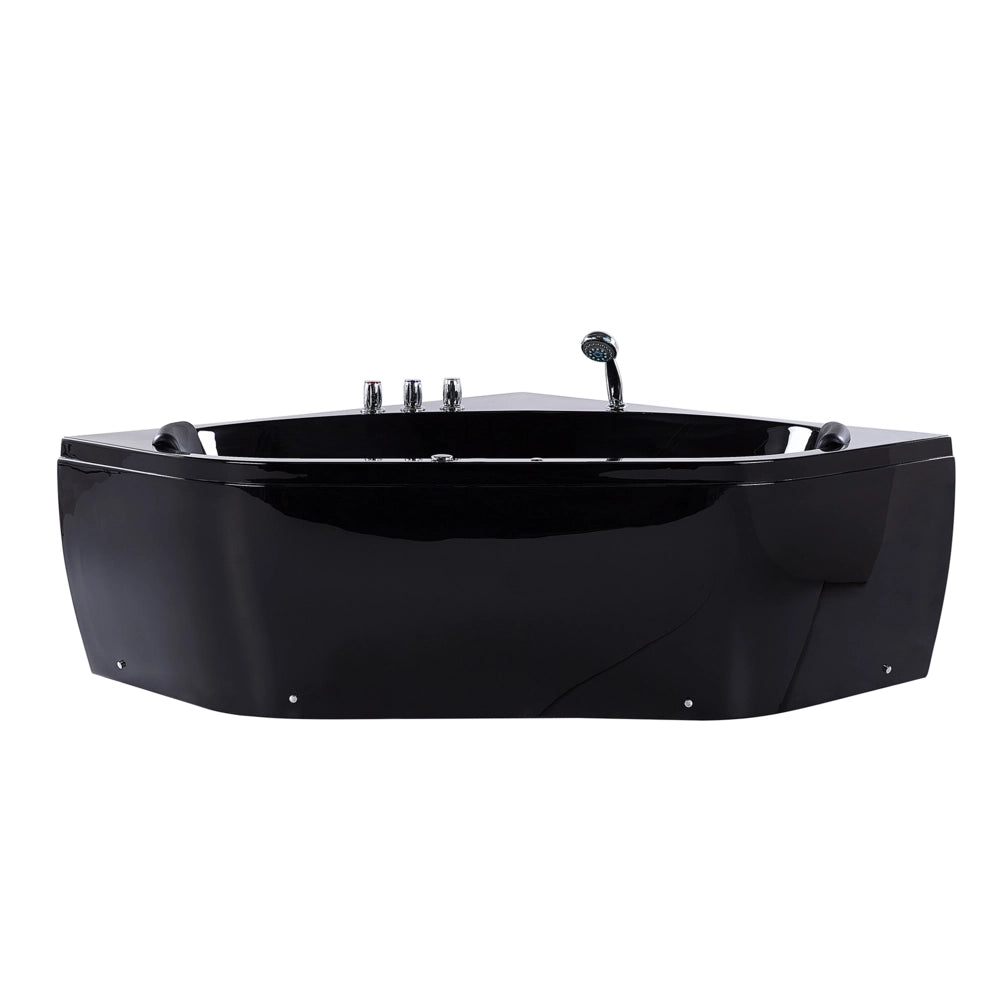 Vasca Idromassaggio Angolare Nero Sanitario Acrilico LED 140 cm