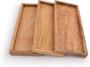 Set di piatti in legno di mango - set da 3 - bordo alto
