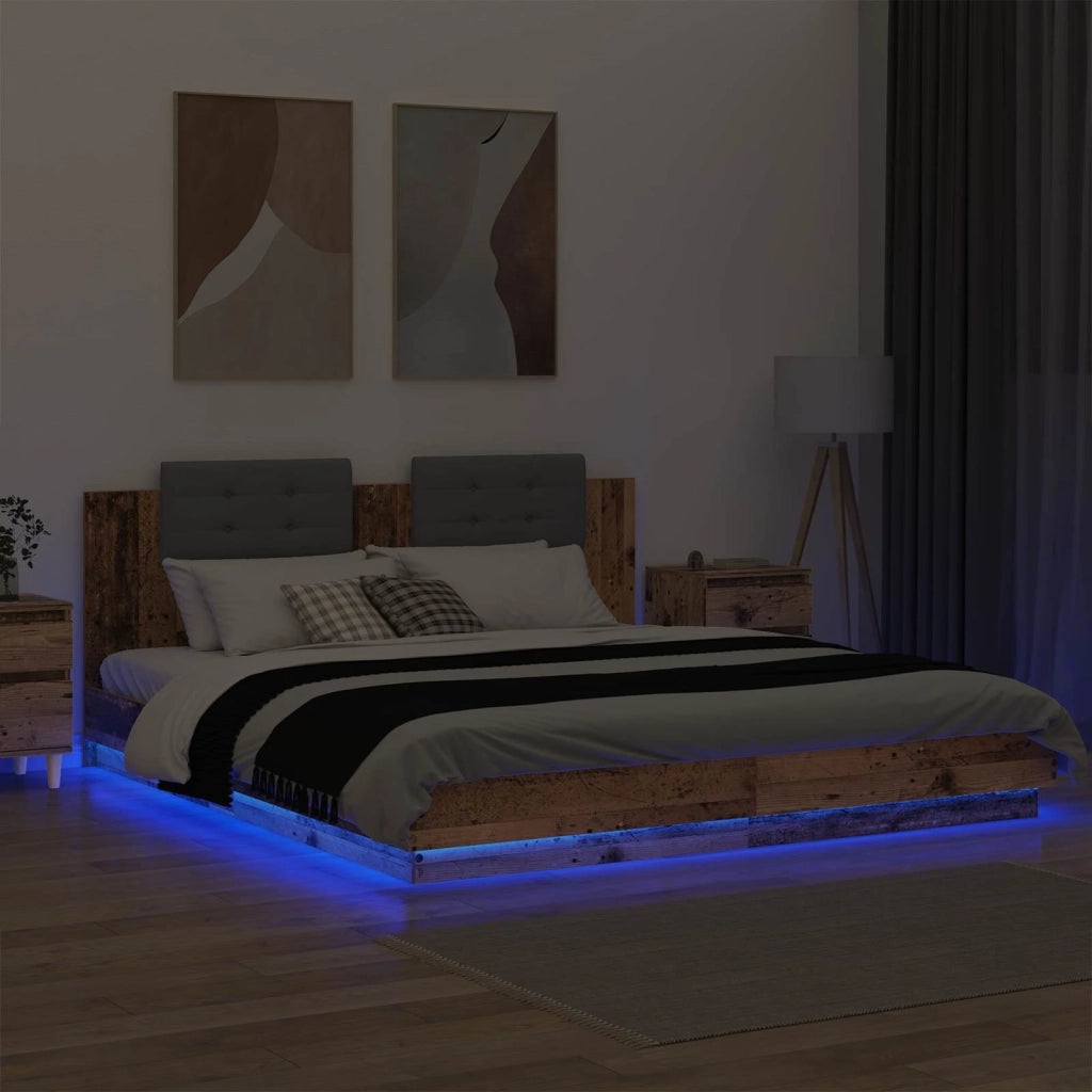 Struttura letto con testata-Giroletto Legno vecchio 180 x 200 cm