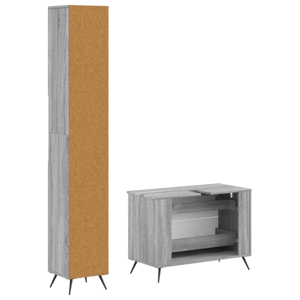 Set di Armadi da Bagno da 2 Pezzi BREDA Sonoma grigio 3417564