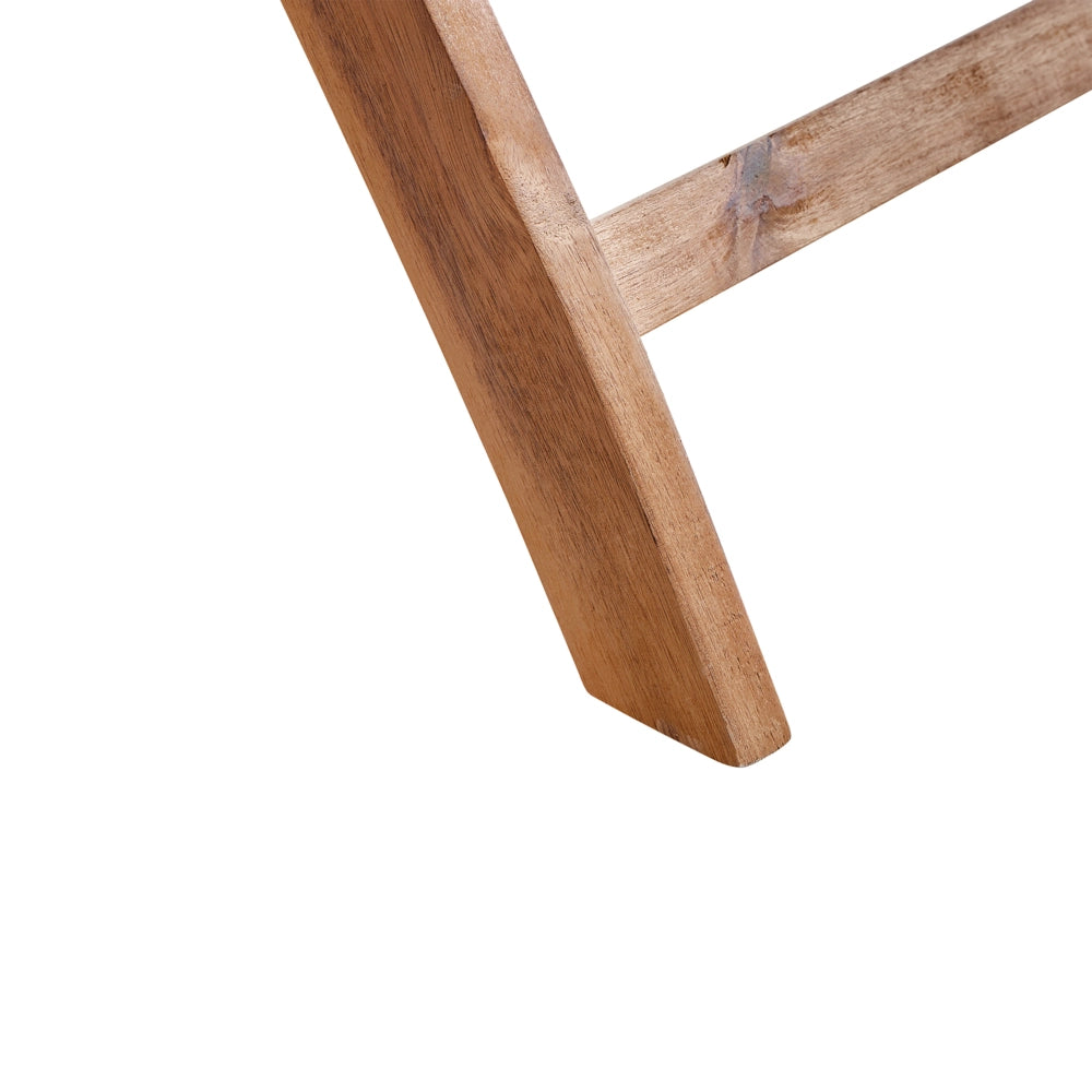 Set di 2 sedie da giardino pieghevoli in legno di acacia con schienale in corda beige stile classico tradizionale