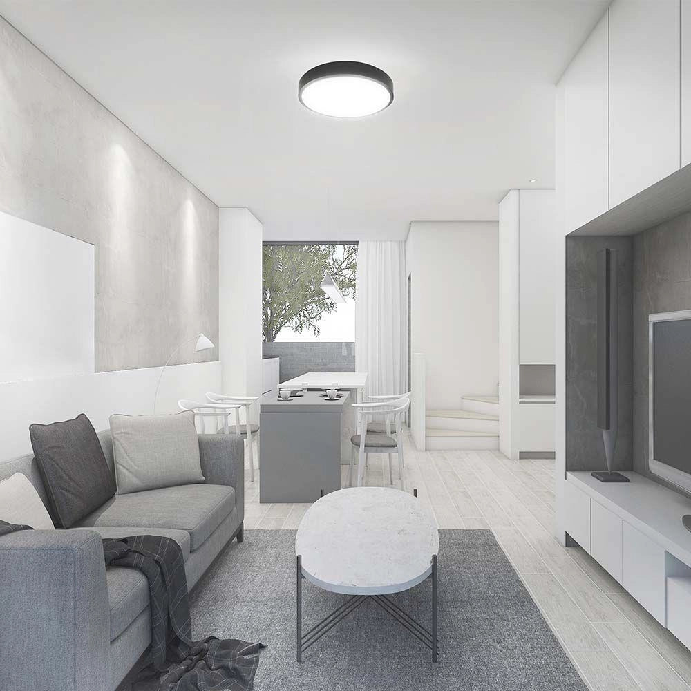Plafoniera LED V-TAC 18W 25cm da soffitto IP44 nera 6500K