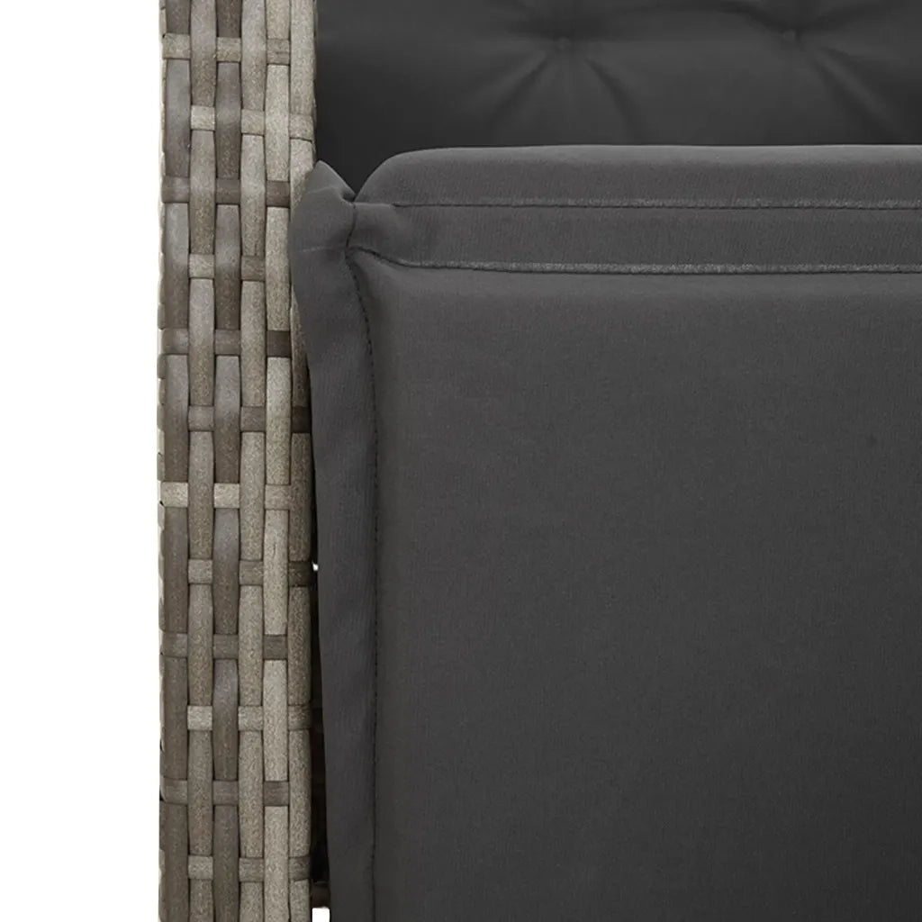 Set da Pranzo da Giardino 9 pz con Cuscini in Polyrattan Grigio