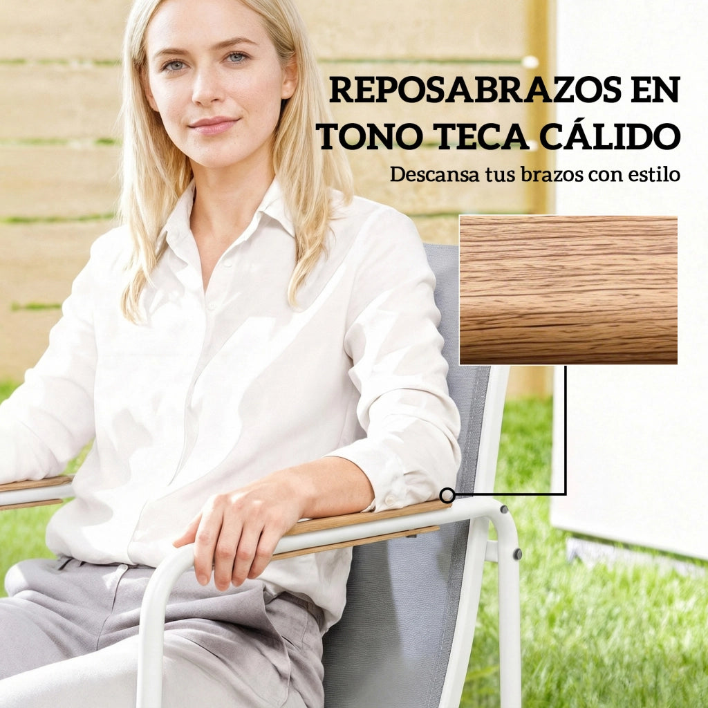 Set Tavolo da Pranzo e Sedie Giardino ¨C Xylo ¨C 6 Sedie Grigio Piano Vetro Temperato Bianco