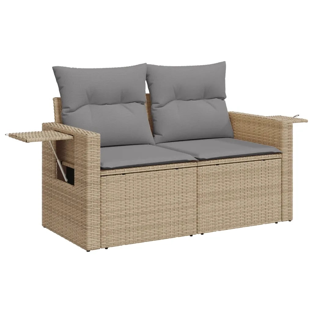 Set Divani da Giardino 7 pz con Cuscini Beige in Polyrattan 3219908