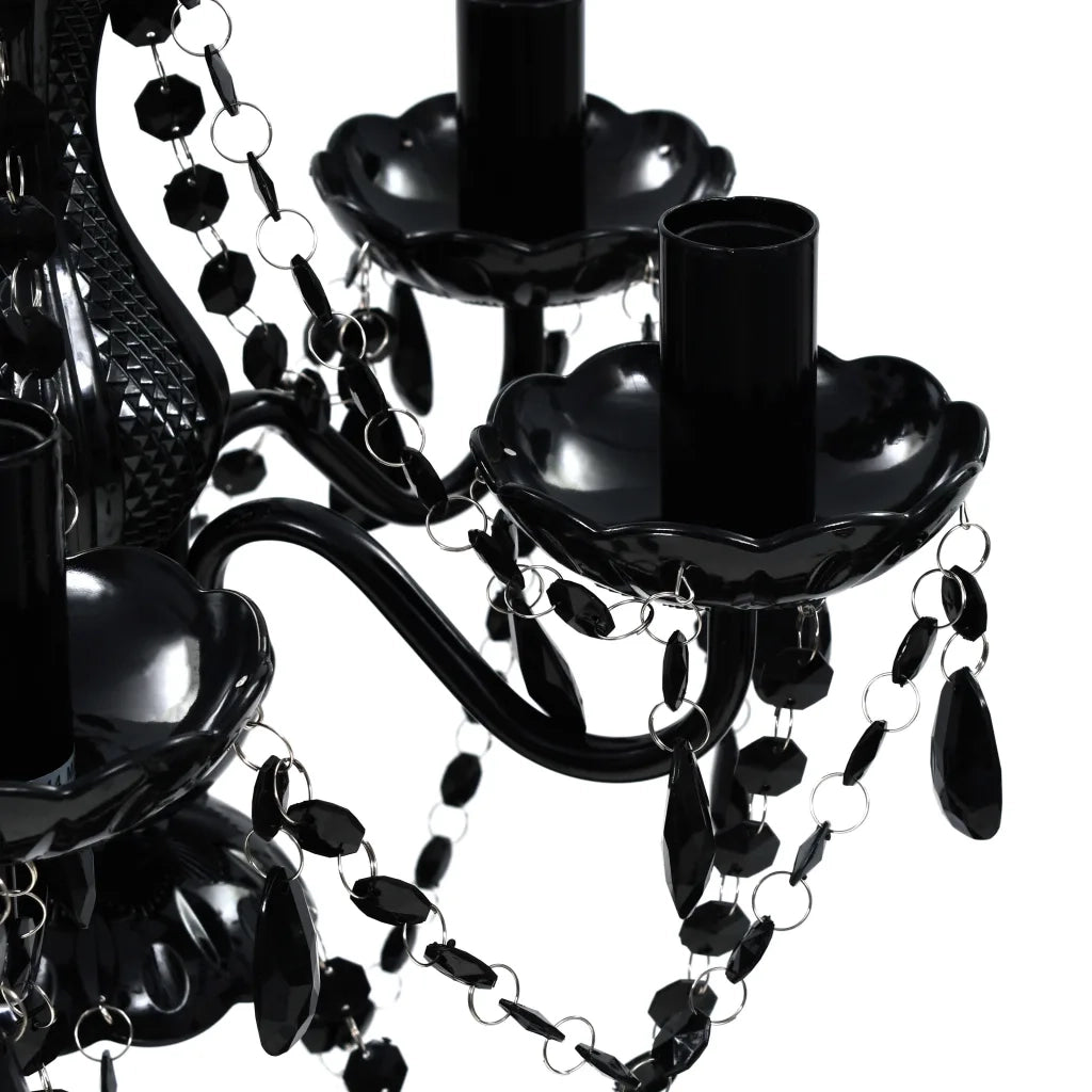 Lampadario in Cristallo con 5 Lampadine Nero cod mxl 48655