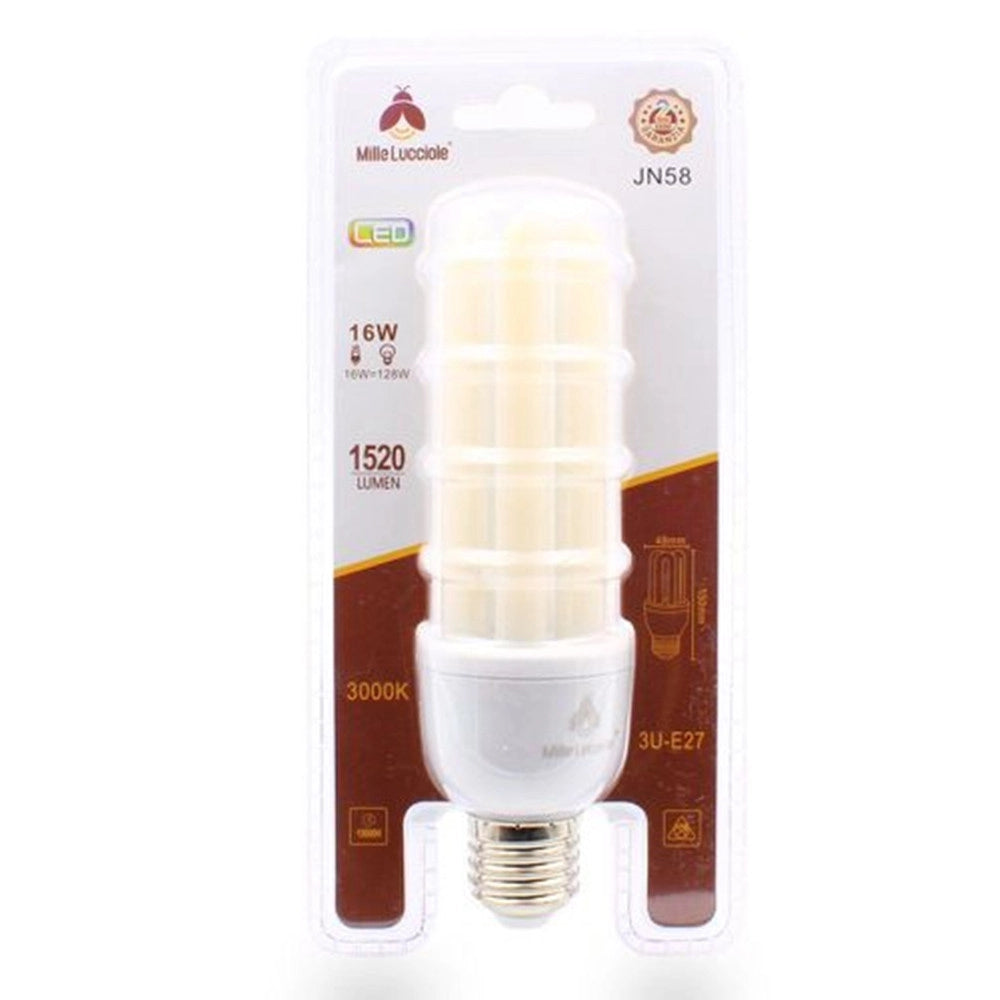 Trade Shop - Lampadina Led E27 16 W 3u Tubolare Opaca 1520lm Luce Calda 3000k Naturale 4000k - -bianco Caldo      -