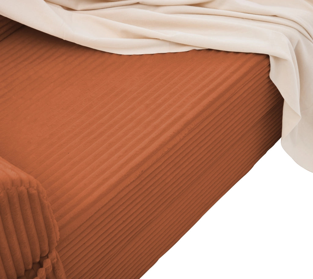 DIVANO LETTO 2 posti convertibile in tessuto a coste arancione