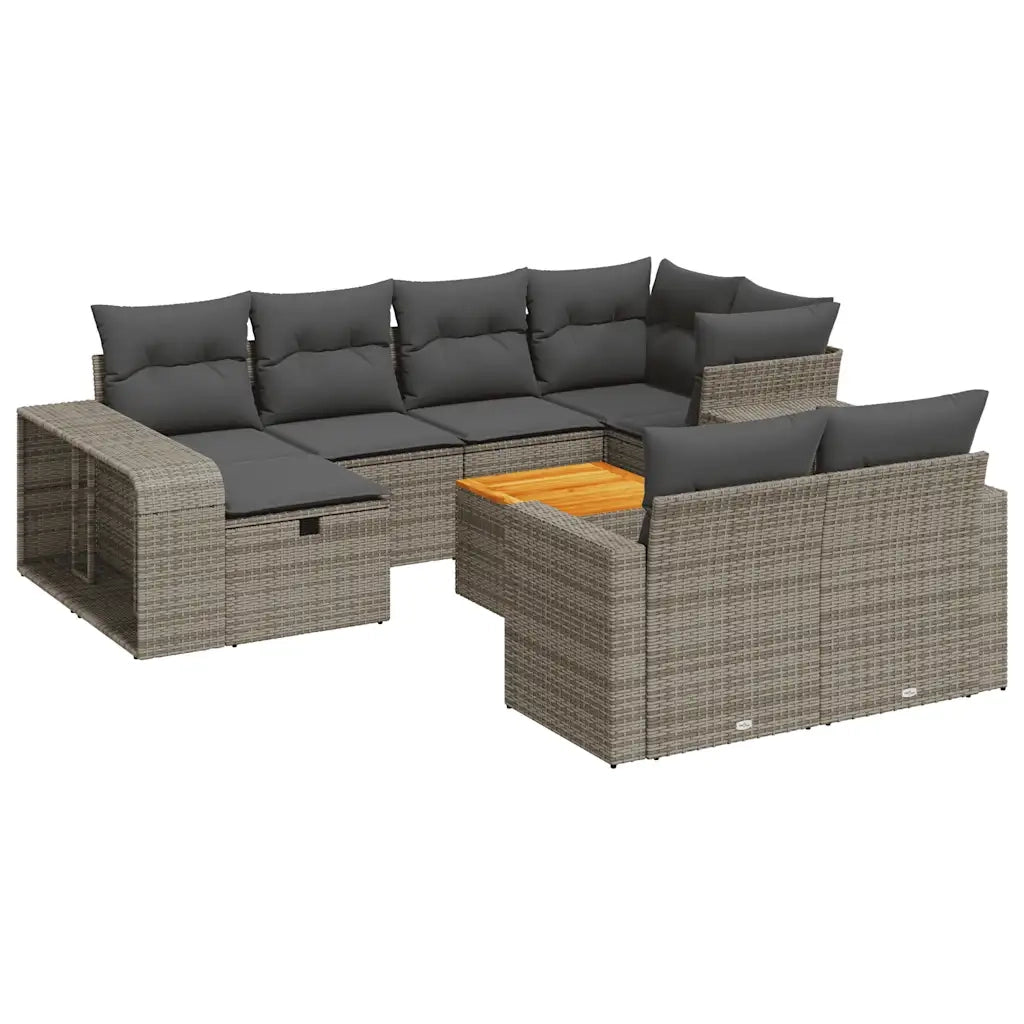 Set Divani da Giardino 11 pz con Cuscini in Polyrattan Grigio 3326084