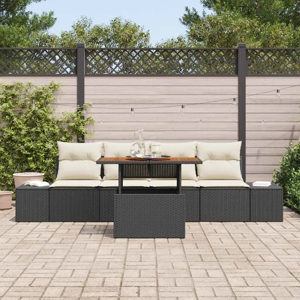 Set Divano da Giardino con archiviazione 5 pcs Nero Poly Rattan 3358630