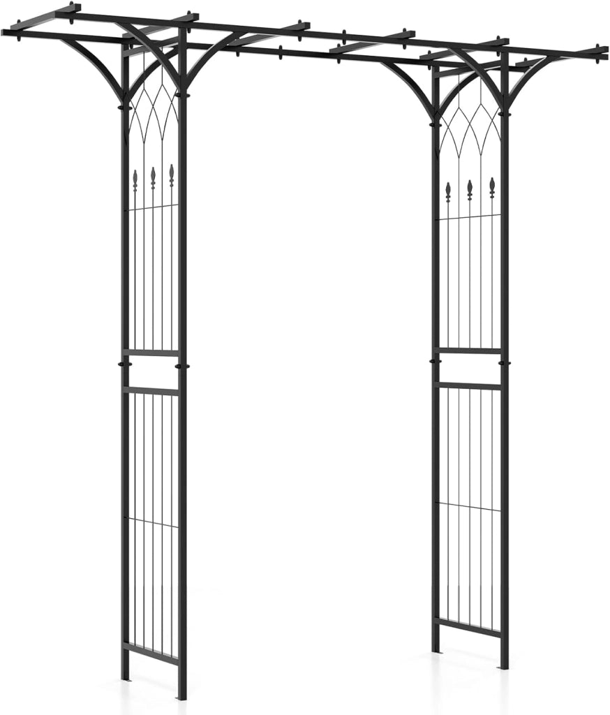 Arco da Giardino in Metallo Decorativo con Tralicci per Piante Rampicanti e Rose, Pergolato da Esterno per Prato, Cerimonia di Matrimonio