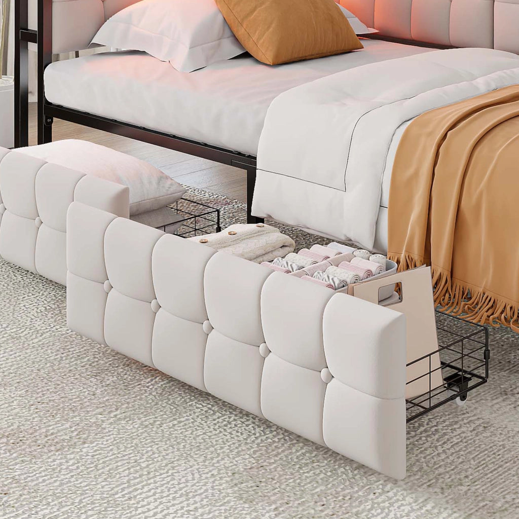 Divano letto imbottito tessuto 90x200 cm