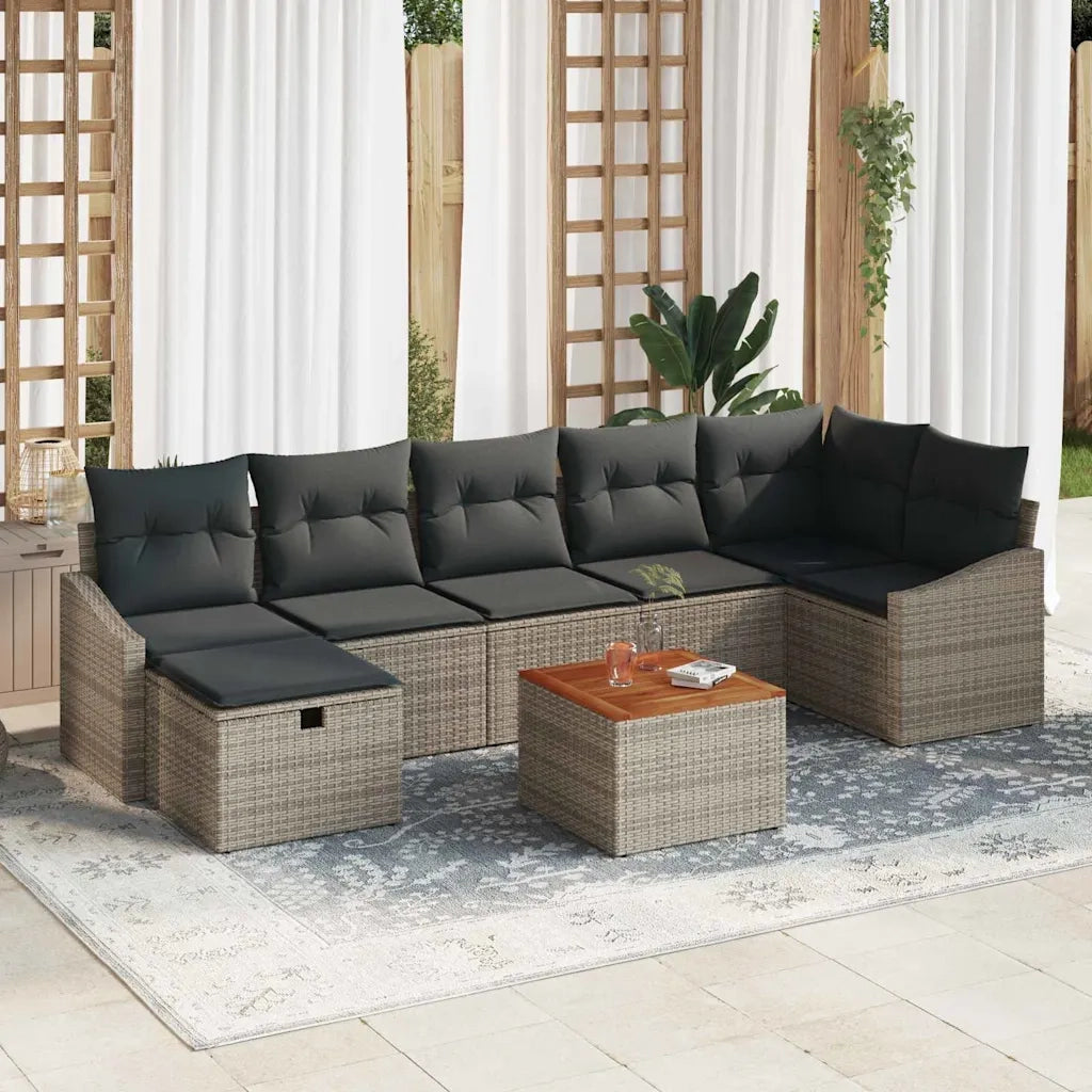 Set Divano da Giardino con cuscino 8 pcs Grigio polyrattan 3359573