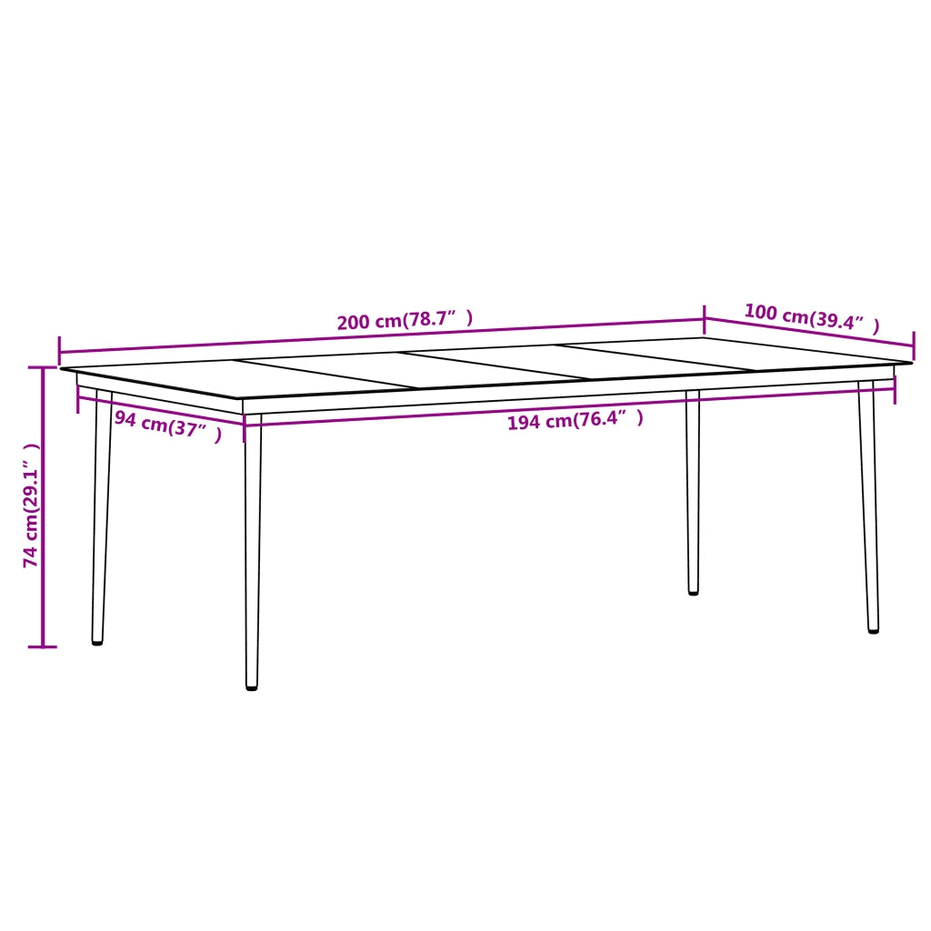 Set da Pranzo per Giardino 9 pz con Cuscini Nero 3099184
