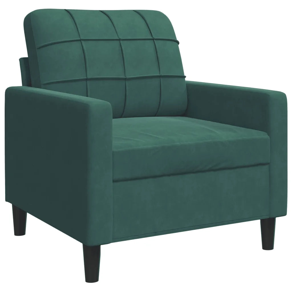 Set di Divani 3 pz con Cuscini e Rinforzi Verde scuro Velluto 3278373