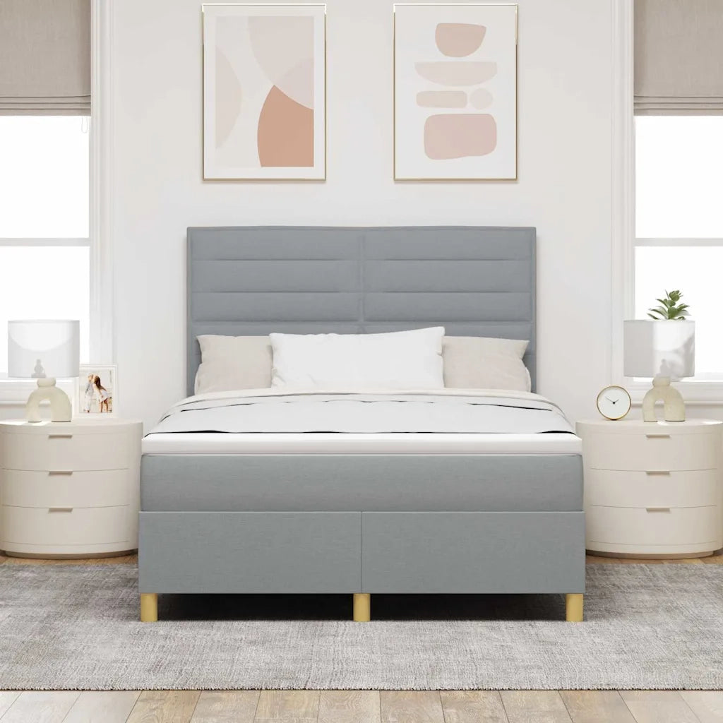 Letto a Sorgente LED Grigio chiaro 140 x 200 cm Tessuto