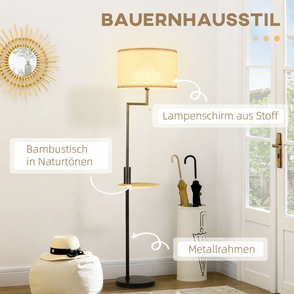 Lampada da Terra con Libreria ¨C Xylo ¨C Bamb¨´ Naturale e Nero
