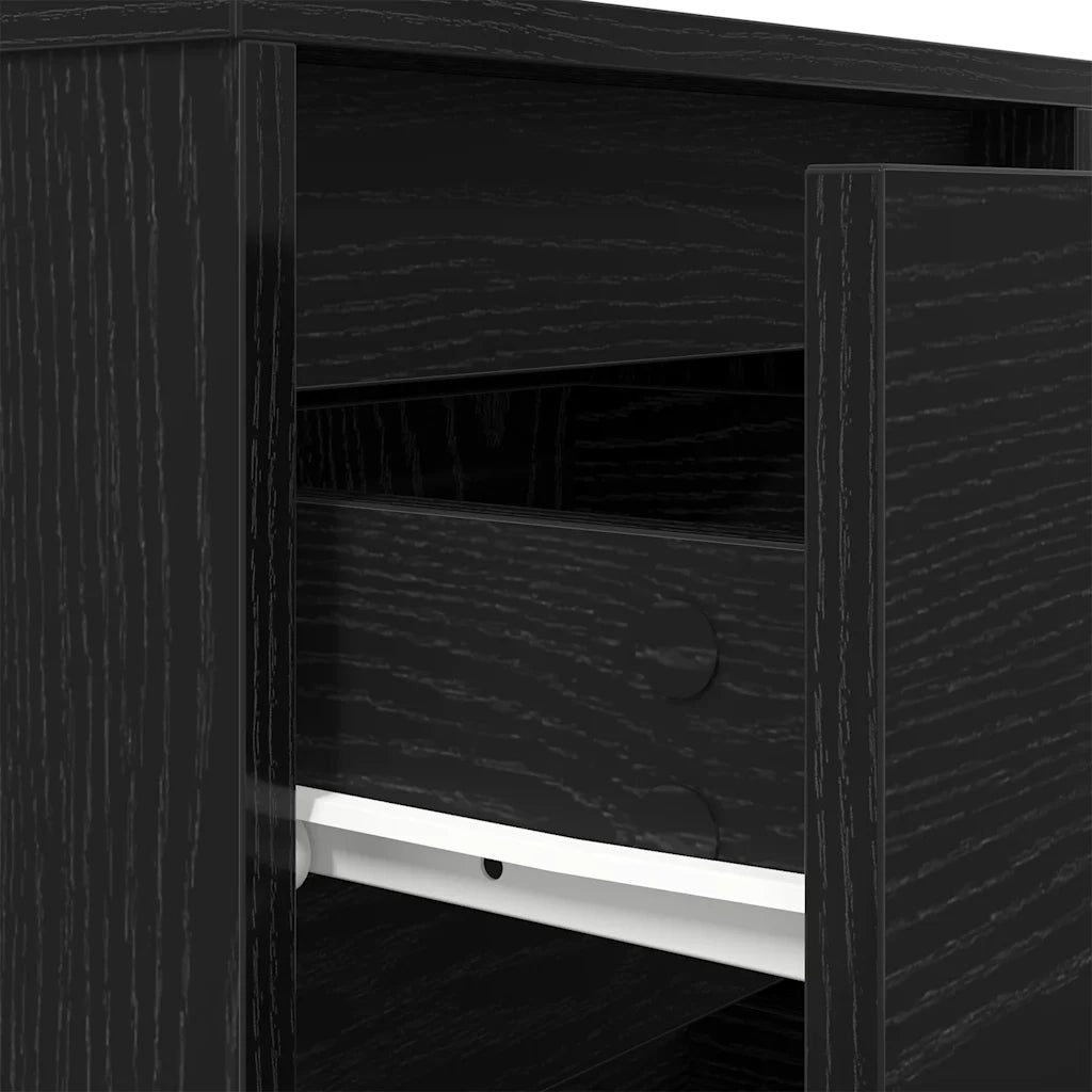 Comodino | Armadio da Notte | Mobiletto da notte con Luci LED Nero 38x34x50 cm