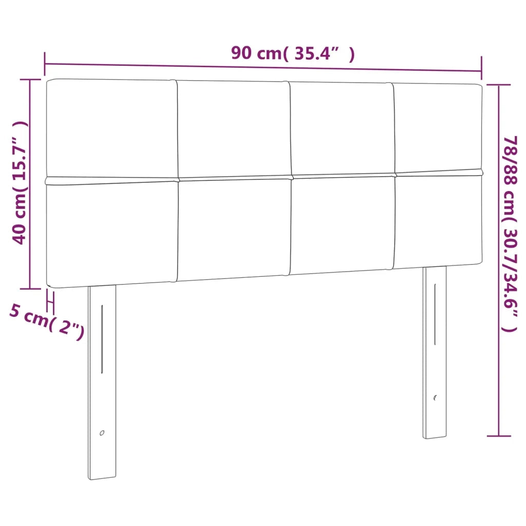 Testiera Nera 90x5x78/88 cm in Velluto 346028