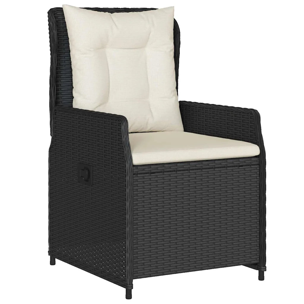 Set da Pranzo per Giardino 7 pcs Nero polyrattan
