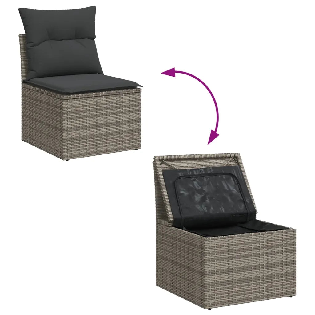 Set Divano da Giardino 10 pz con Cuscini Grigio in Polyrattan 3256620