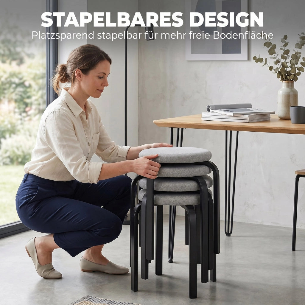 Set di 4 sgabelli tondi imbottiti ¨C zephmum ¨C grigio