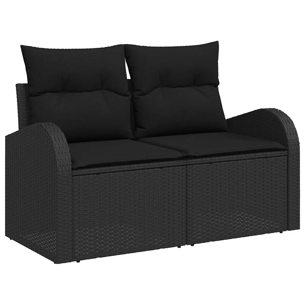 Set Divano da Giardino con archiviazione 11 pcs Nero polyrattan