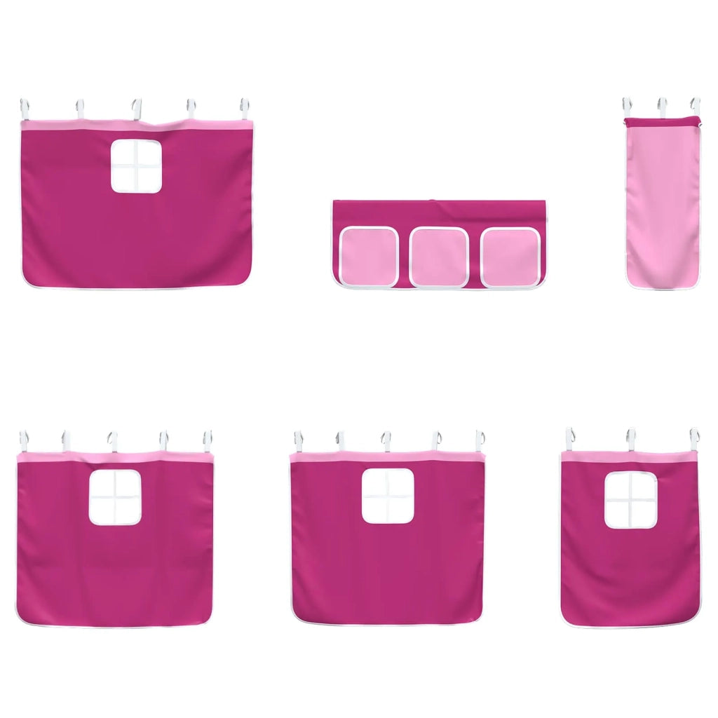 Struttura del Letto Loft per Bambini con Tendine-Giroletto per bambini Bianco e Rosa 356170