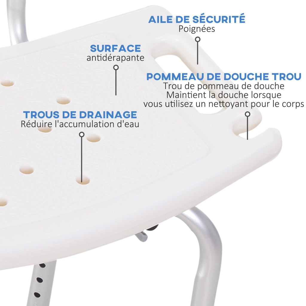 Sgabello da Doccia Ergonomico ¨C Minimal ¨C Altezza Regolabile Bianco