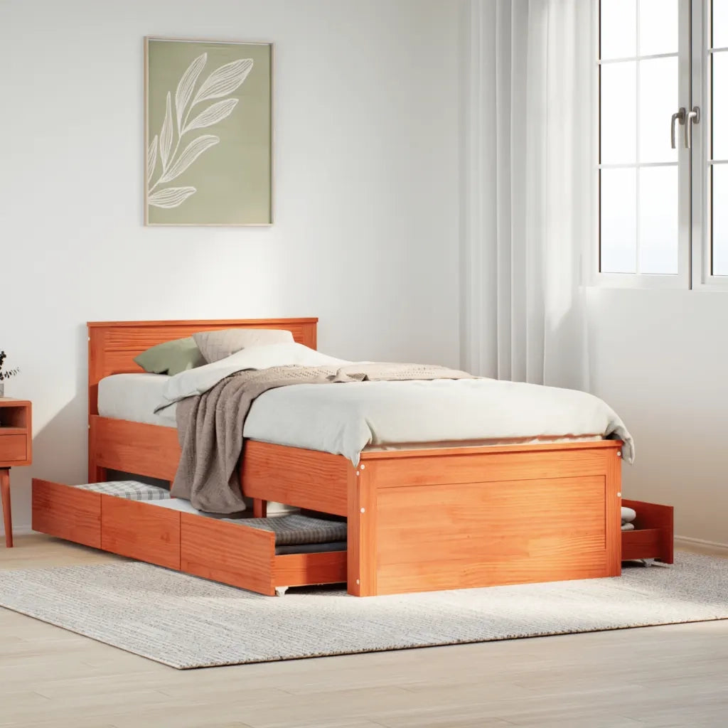 Letto singolo | Letto per adulti | Giroletto senza Materasso con Testiera Rovere Marrone 90x200 cm