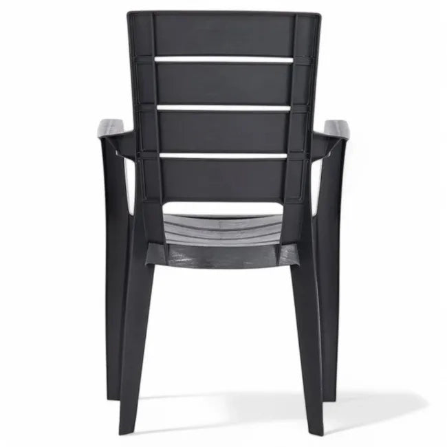 Sedia impilabile con braccioli Ayder in plastica effetto rattan ? 56x44x89 cm ? Colore antracite