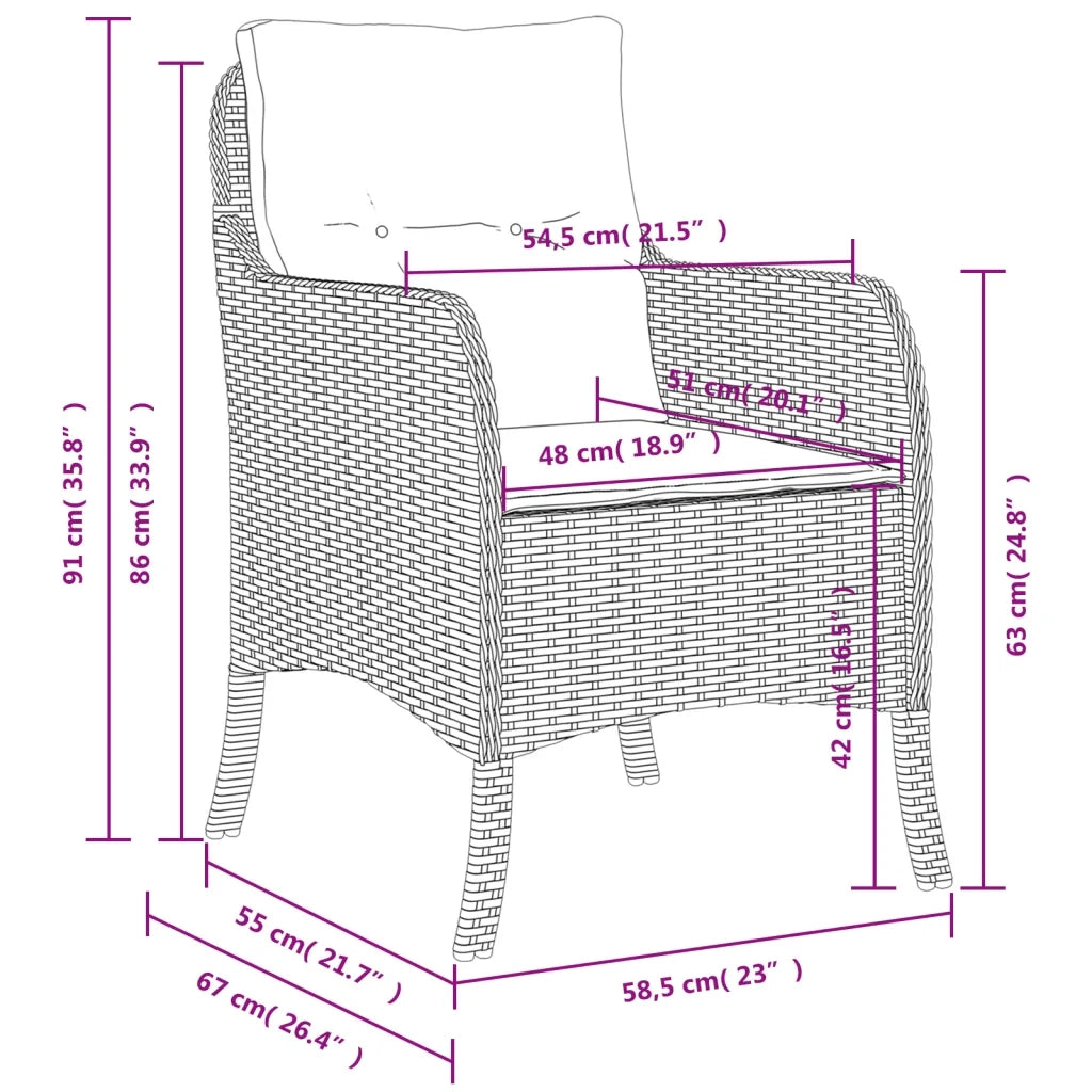 Sedie da Giardino con Cuscini 2 pz Nere in Polyrattan 365145