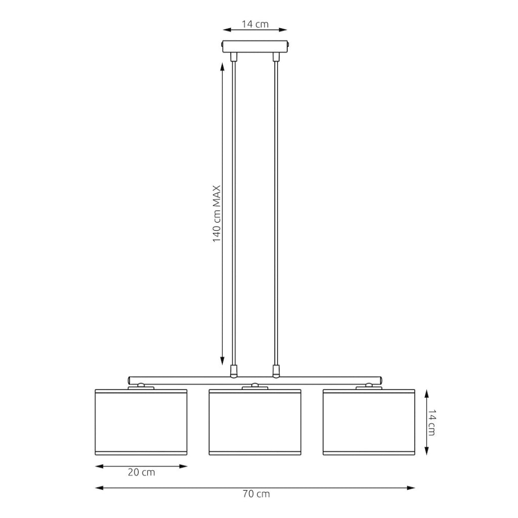 Lampada sospesa KARBON nera 3xE27 Emibig
