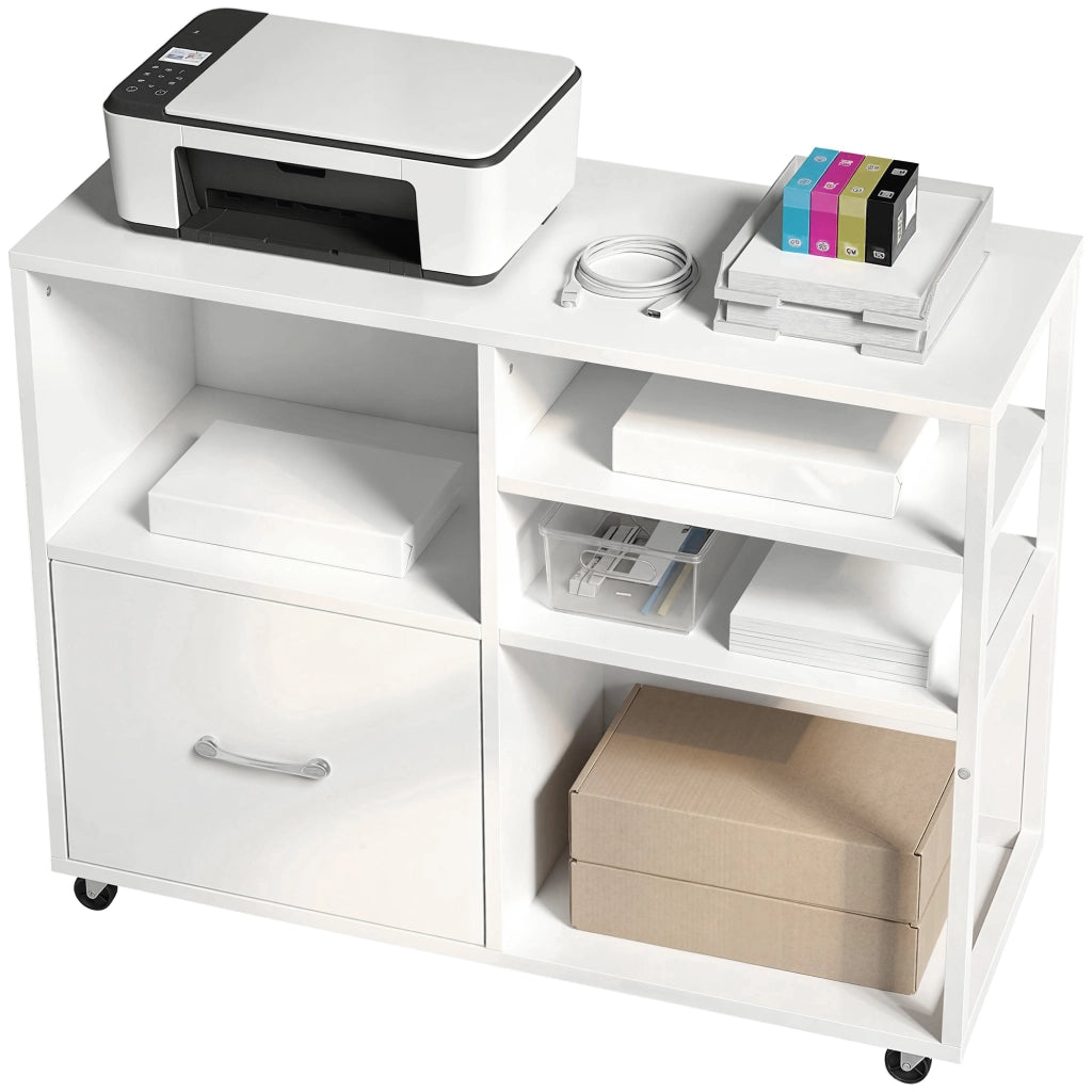 Tavolo con cassetto A4 e ruote ¨C Minimal ¨C Bianco