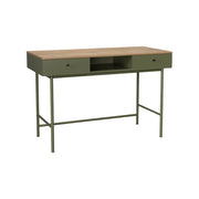 Scrivania decorativa in legno e ferro con 2 cassetti e 1 scomparto,