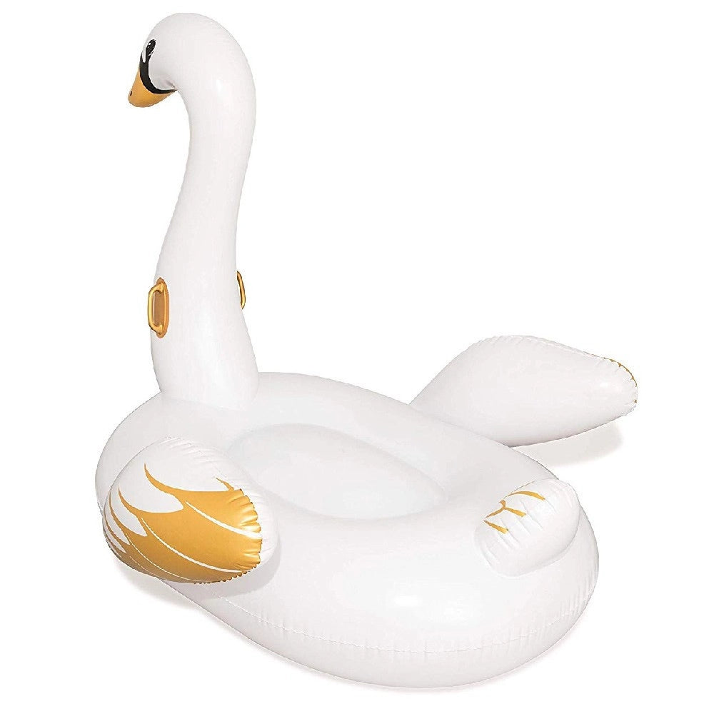 Trade Shop - Cigno Fashion Luxury Cavalcabile Gigante 169 X 169 Cm Bianco E Oro Isola -