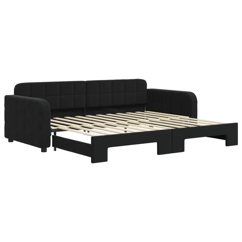 Divano letto | Sof¨¤ letto | Letto singolo Estraibile Nero 90x200 cm in Velluto