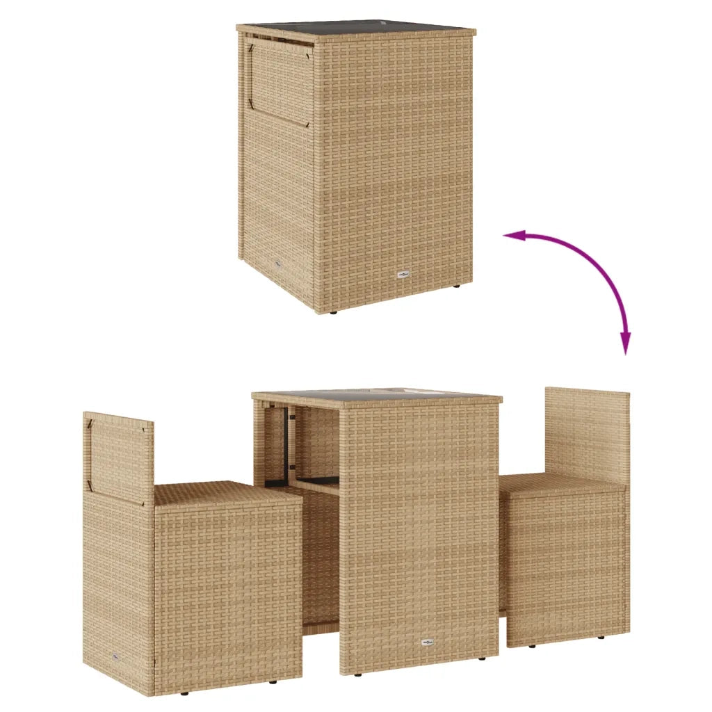 Set da Bistrò 3 pz con Cuscini Beige in Polyrattan 4003873