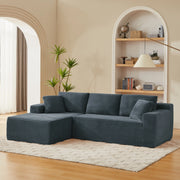 Divano modulare a L con 4 configurazioni in tessuto traspirante e cuscini collo grigio scuro 252,5 × 163 × 65 cm