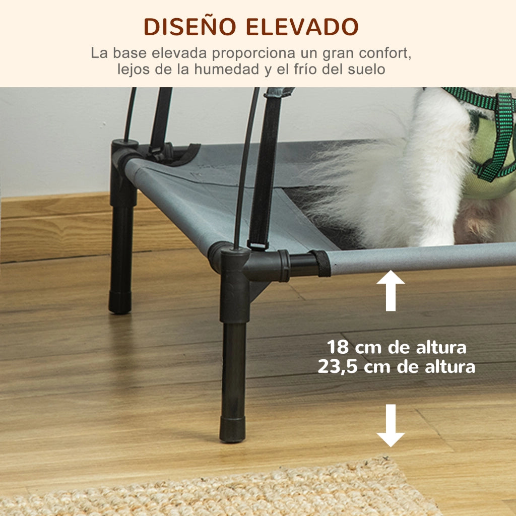 Cuccia per Cani Letto Elevato con Baldacchino ¨C zephmum ¨C Grigio 61x46x62 cm