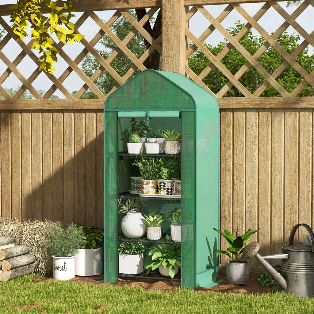 Serra per Piante 4 Ripiani ¨C Minimal ¨C Verde Scuro 69x49x158 cm