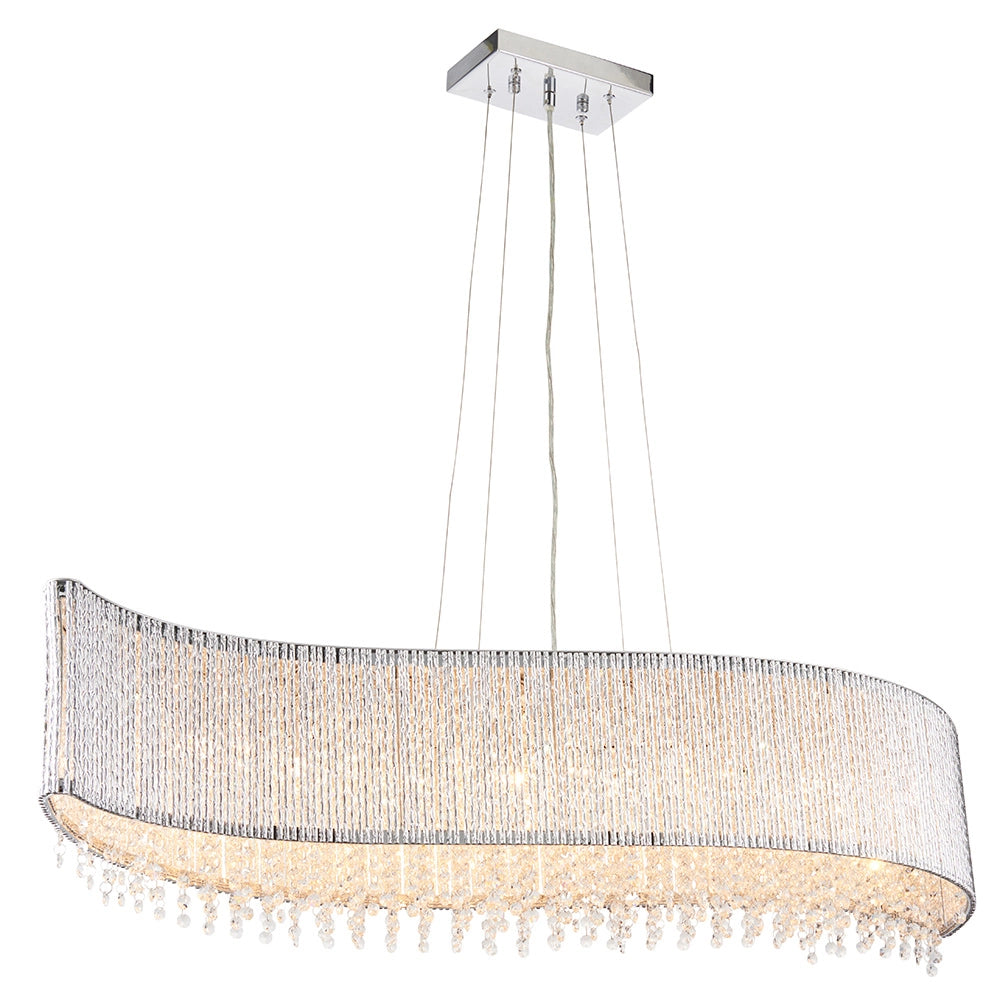 Lampada sospensione glamour cromata onda 8xG9 Galina