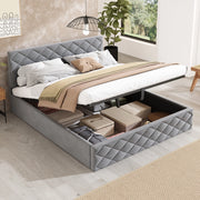 Letto Contenitore Imbottito con Rete a Doghe e Idraulico ¨C MINIMAL ¨C Grigio 140x200