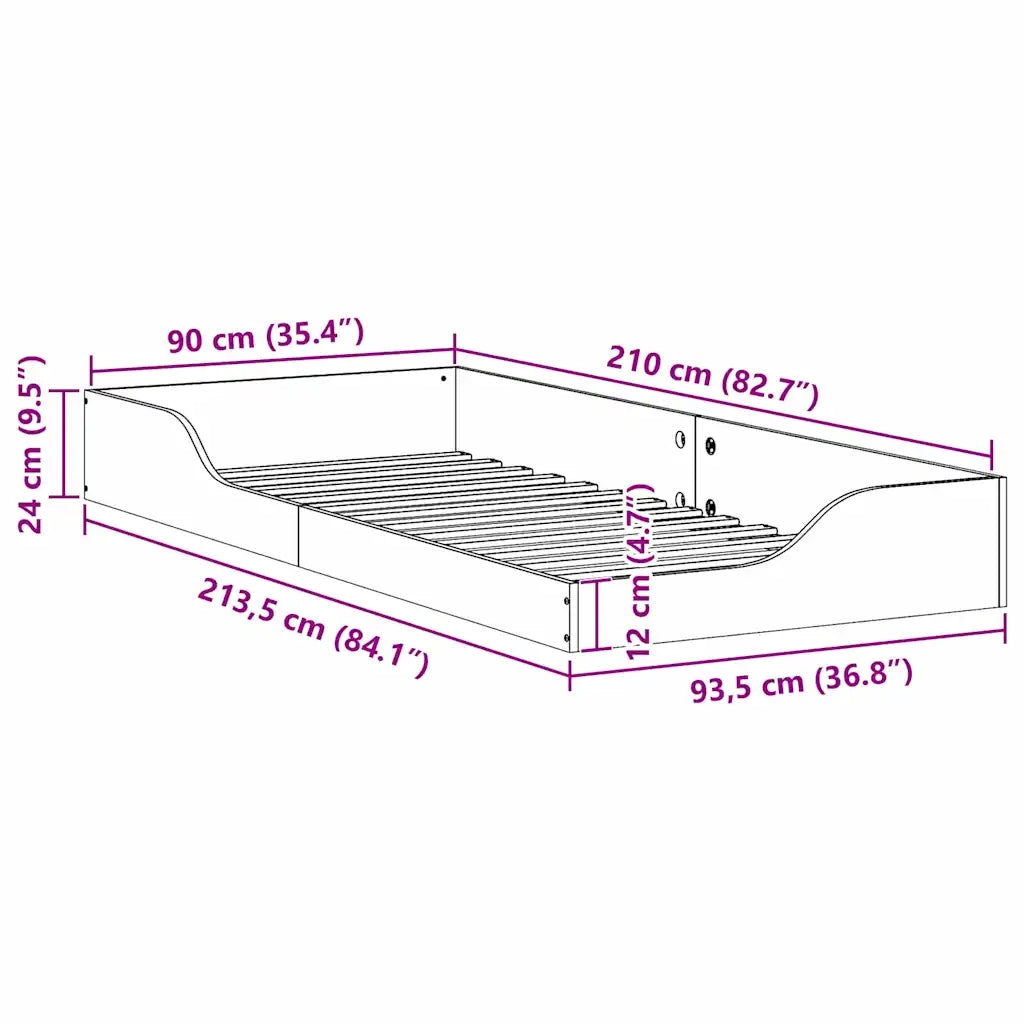 Struttura del letto Marrone 90 x 210 cm Pino massello 873403